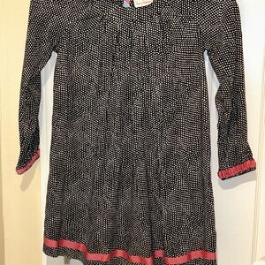 Hanna Andersson Girls Long Sleeve Dress Size 120 Size 6 Black Pink Detail Rayon